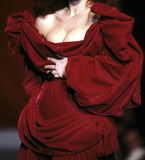 Vintage A Line Puff Sleeve Burgundy Velvet Long Party Dress Evening Dress HZ1023