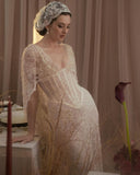 Classic Mermaid V Neck Corset Lace Long Sweep Party Dress Prom Dress Wedding Dress HZ1023