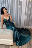 Elegant Dark Green V-Neck Long Mermaid Prom Dress HZ1023
