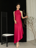 Simple Brilliant Rose A Line Spaghetti Strap Satin Prom Dress Evening Dress HZ1023