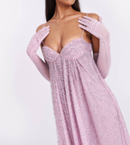 Gentle Pink A Line Spaghetti Strap Sequin Tulle Long Prom Dress Evening Dress Formal Dress HZ1023