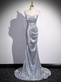 Elegant Silver Sequin Mermiad Prom Dress Long Evening Dress HZ1023