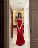 Sexy Mermaid Spaghetti Strap Flower Tulle Party Dress Evening Dress HZ1023