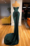 GORGEOUS DARK GREEN SPAGHETTI-STRAPS MERMAID PROM DRESS WITH BEADINGS HZ1023