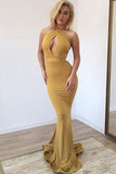 NEW ARRIVAL GINGER HALTER KEYHOLE MERMAID LONG PROM GOWNS HZ1023
