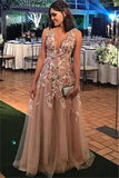 MODERN LACE APPLIQUES A-LINE STRAPS SLEEVELESS LONG PROM DRESS HZ1023