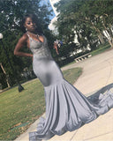 STRETCH SATIN V-NECK EVENING MAXI DRESS SLEEVELESS MERMAID PROM PARTY GOWNS HZ1023