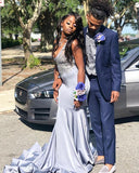 STRETCH SATIN V-NECK EVENING MAXI DRESS SLEEVELESS MERMAID PROM PARTY GOWNS HZ1023