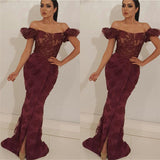 GORGEOUS OFF-THE-SHOULDER LACE PROM PARTY GOWNS PROM DRESS HZ1023