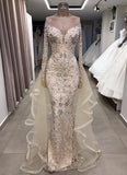 LUXURIOUS LONG SLEEVES OFF-THE-SHOULDER PARTY GOWNS WITH FULLY-COVERED BEADS PROM DRESS HZ1023