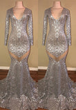 LONG SLEEVES SEQUINS PROM PARTY GOWNS PROM DRESS HZ1023