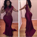 GORGEOUS CAP SLEEVE BURGUNDY PROM DRESS HZ1023