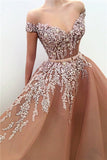 UNIQUE OFF-THE-SHOULDER SWEETHEART LONG PROM PARTY GOWNS HZ1023