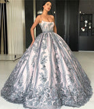 SPAGHETTI STRAPS LACE APPLIQUES EVENING DRESSES LUXURIOUS PRINCESS BALL GOWN PROM PARTY GOWN HZ1023