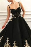 STRAPS SWEETHEART BLACK TULLE PROM GOWNS HZ1023