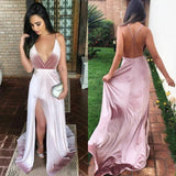 V-NECK LONG PROM DRESS EVENING GOWNS WITH SPLIT HZ1023