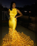 WOMEN'S CHIC SLEEVELESS SATIN SWEEP TRAIN SLIM MAXI PROM DRESS HZ1023