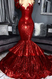 SHINING HOT RED MERMAID PROM DRESS HZ1023