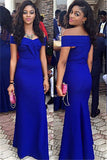 ROYAL BLUE WEDDING GUEST DRESS SHEATH OFF SHOULDER NEW ARRIVAL PROM DRESS HZ1023