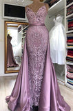 CHIC V-BACK PROM PARTY GOWNS WITH GORGEOUS LACE APPLIQUES PROM DRESS HZ1023