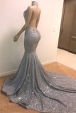 MERMAID HALTER SLEEVELESS FLOOR-LENGTH ROM DRESS HZ1023
