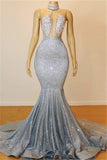 MERMAID HALTER SLEEVELESS FLOOR-LENGTH ROM DRESS HZ1023