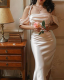 Elegant Straps Satin Prom Dress Formal Evening Dress HZ1023