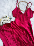 Sexy A Line Spaghetti Straps Red Satin Open Back Long Prom Dress Evening Dress HZ1023