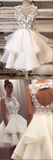 White tulle lace short prom dress white tulle lace homecoming dress HZ1023