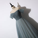 Elegant tulle long A line prom dress, evening dress HZ1023