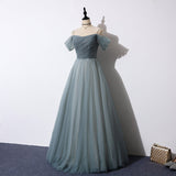 Elegant tulle long A line prom dress, evening dress HZ1023