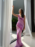 Simple Purple Mermaid Chiffon Long Prom Dress Party Dress Outfits HZ1023