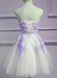 A-line Blue Sweetheart Strapless Appliques Homecoming Dresses HZ1023