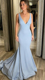 Simple Light Blue Mermaid Long Prom Dress Formal Evening Dress HZ1023
