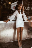 Tight Long Sleeves Sequin Short Homecoming Dress Sexy Hoco Dresses HZ1023