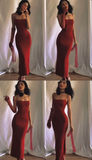 Charming Straps Red Sheath Prom Dress Party Evening Dress HZ1023