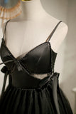 Sexy Spaghetti Straps Beading Satin Bow Short Homecoming Dresses HZ1023