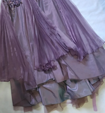 Vintage Purple A Line Strapless Flower Beaded Sequin Satin Tulle Prom Dress Gown HZ1023