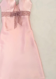 Simple Pink A Line Spaghetti Strap Lace Satin Short Homecoming Dress Birthday Dress Outfits HZ1023
