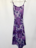Charming Purple Print Floral A Line Spaghetti Strap Chiffon Homecoming Dress Party Dress HZ1023