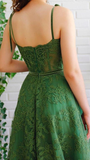 Popular Dark Green Spaghetti Straps Lace Prom Dresses Formal Evenning Dress HZ1023