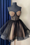 Black Dots Tulle Straps Homecoming Dress HZ1023