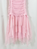 Pink Layered Tulle Pleated Short Homecoming Dress Birthday Dress Outfits HZ1023