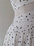 A Line Spaghetti Straps Polka Dots Lace Chiffon Prom Dress Formal Dress HZ1023