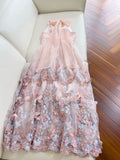 Light Pink A Line Halter Butterfly Appliques Tulle Prom Dress Evening Dress HZ1023