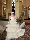 Princess A Line Strapless Layered Ivory Tulle Long Party Dress Birthday Dress HZ1023