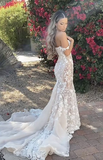 Elegant Long Mermaid Lace Applique Prom Dress Wedding Dress Evening Dress HZ1023