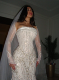 Gorgeous Exquisite Mermaid Strapless White Lace Tulle Long Wedding Dress Date Dress HZ1023
