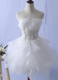 Lovely White Tulle Short Party Dress, Cute Homecoming Dress HZ1023
