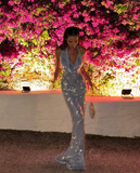 Charming Sheath Halter Sequin Long Prom Dress Evening Dress HZ1023